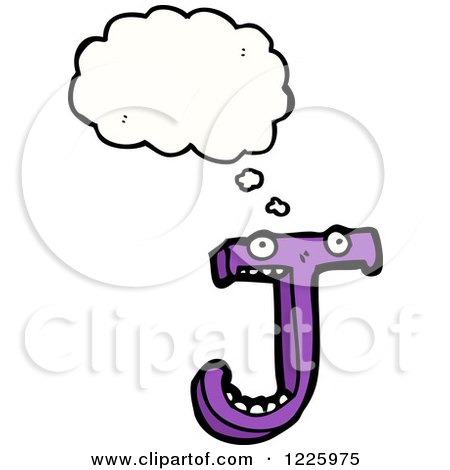 Clipart of a Thinking Letter J Monster - Royalty Free Vector Illustration by lineartestpilot