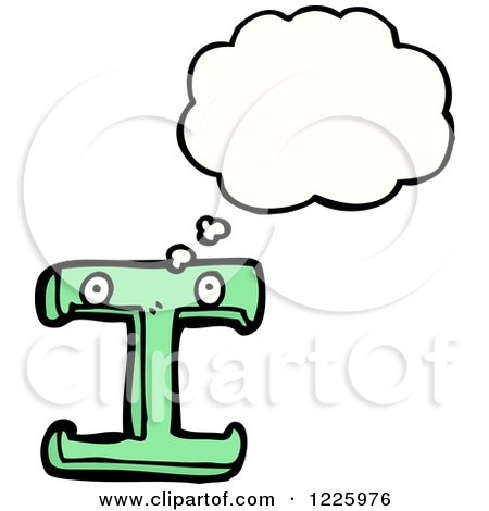 Clipart of a Thinking Letter I Monster - Royalty Free Vector Illustration by lineartestpilot