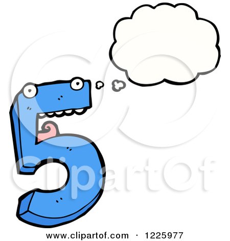Clipart of a Thinking Number Five - Royalty Free Vector Illustration by lineartestpilot