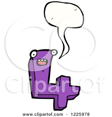 Clipart of a Talking Number Four - Royalty Free Vector Illustration by lineartestpilot