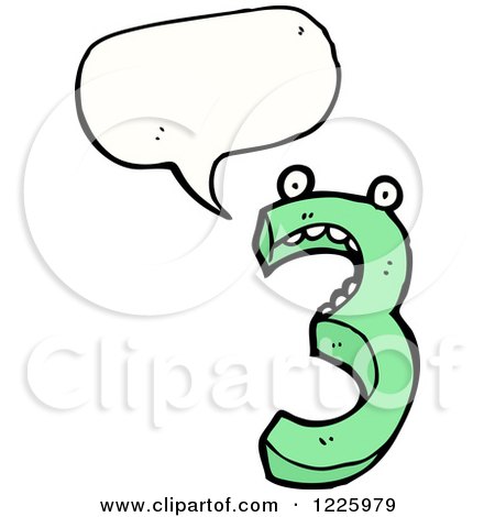 Clipart of a Talking Number Three - Royalty Free Vector Illustration by lineartestpilot