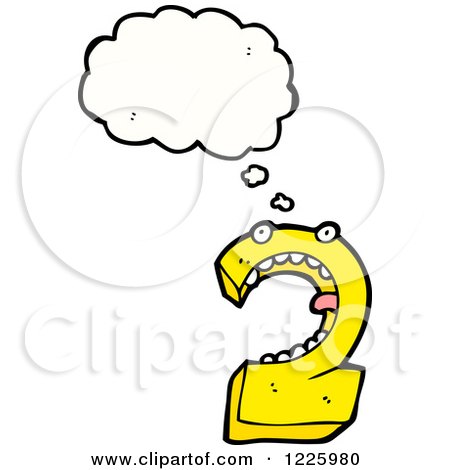 Clipart of a Thinking Number Two - Royalty Free Vector Illustration by lineartestpilot
