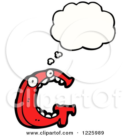 Clipart of a Thinking Letter G Monster - Royalty Free Vector Illustration by lineartestpilot