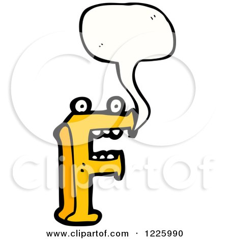 Clipart of a Talking Letter F Monster - Royalty Free Vector Illustration by lineartestpilot