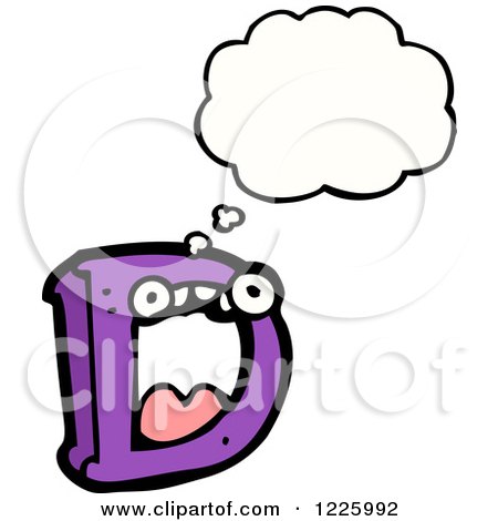 Clipart of a Thinking Letter D Monster - Royalty Free Vector Illustration by lineartestpilot
