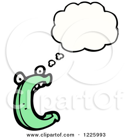 Clipart of a Thinking Letter C Monster - Royalty Free Vector Illustration by lineartestpilot