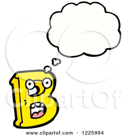 Clipart of a Thinking Letter B Monster - Royalty Free Vector Illustration by lineartestpilot