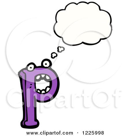 Clipart of a Thinking Letter P Monster - Royalty Free Vector Illustration by lineartestpilot