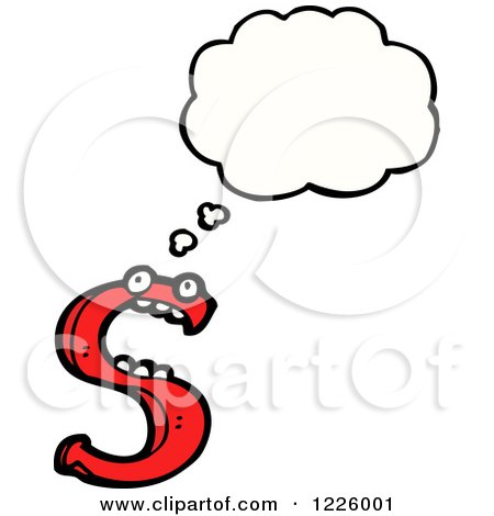 Clipart of a Thinking Letter S Monster - Royalty Free Vector Illustration by lineartestpilot