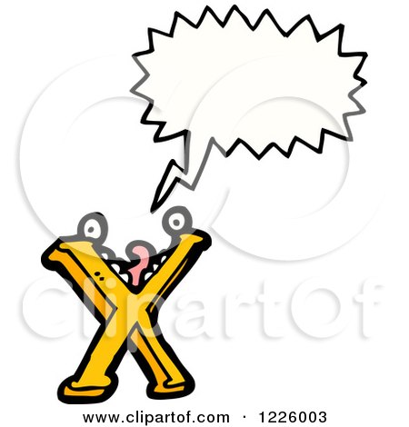 Clipart of a Talking Letter X Monster - Royalty Free Vector Illustration by lineartestpilot