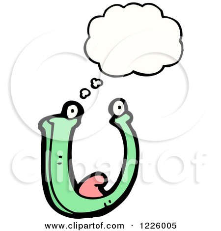Clipart of a Thinking Letter U Monster - Royalty Free Vector Illustration by lineartestpilot
