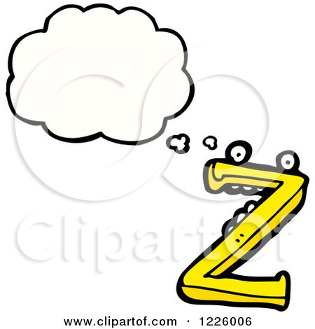 Clipart of a Thinking Letter Z Monster - Royalty Free Vector Illustration by lineartestpilot