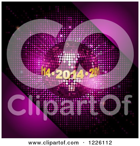 Clipart of a 3d Diso Ball with Golden 2014 New Year Encircling over Pink - Royalty Free Vector Illustration by elaineitalia