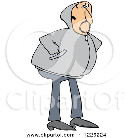 Clipart of a Caucasian Man Wearing a Hoody Sweater - Royalty Free Vector Illustration by djart