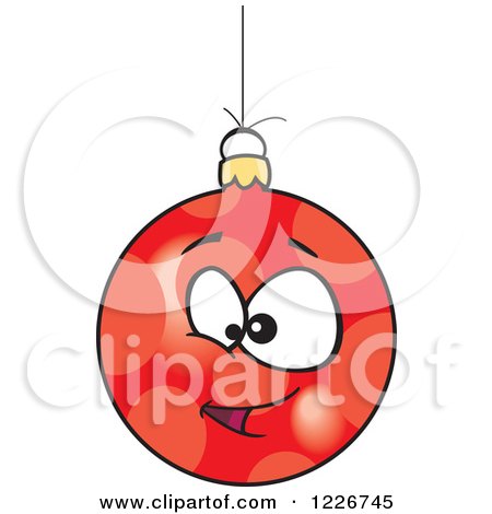 Clipart of a Cartoon Red Goofy Christmas Bauble - Royalty Free Vector Illustration by toonaday