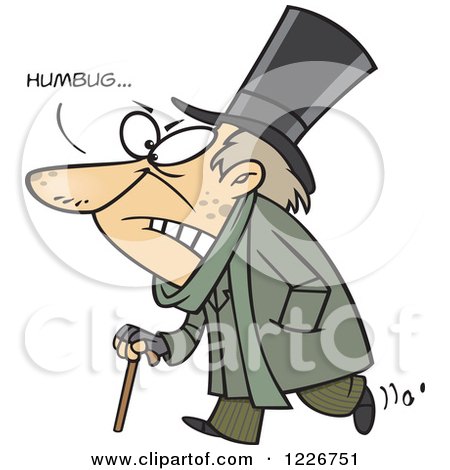 Clipart of a Cartoon Grumpy Scrooge Saying Humbug - Royalty Free Vector Illustration by toonaday