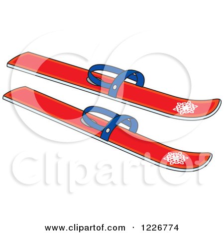Clipart of Red Skis - Royalty Free Vector Illustration by Alex Bannykh