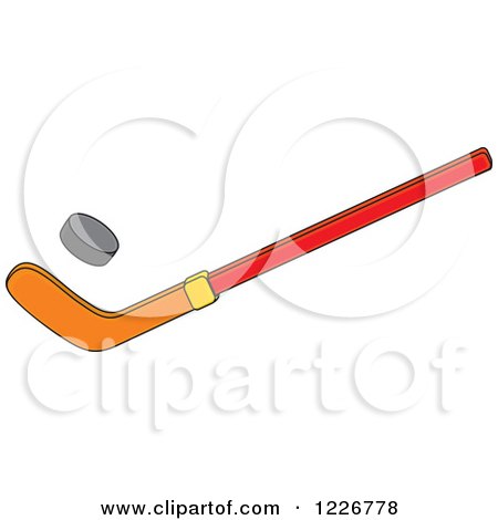Clipart of a Hockey Stick and Puck - Royalty Free Vector Illustration by Alex Bannykh