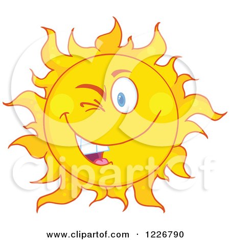 Clipart of a Winking Sun Mascot - Royalty Free Vector Illustration by Hit Toon