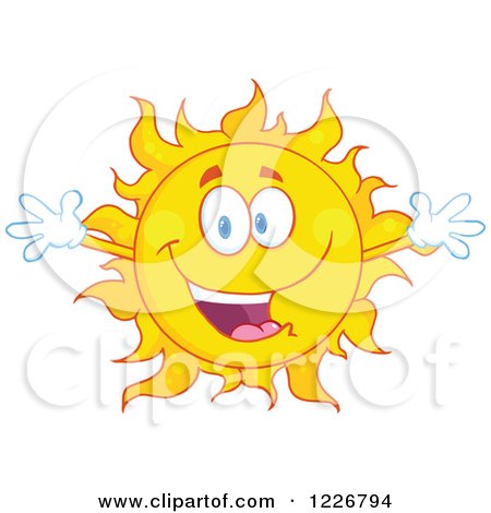 Clipart of a Welcoming Sun Mascot - Royalty Free Vector Illustration by Hit Toon