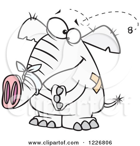 Clipart of a Cartoon White Elephant with Bandages - Royalty Free Vector Illustration by toonaday