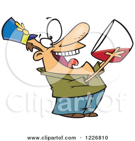 Clipart of a Cartoon Party Man Drinking from the Punch Bowl - Royalty Free Vector Illustration by toonaday
