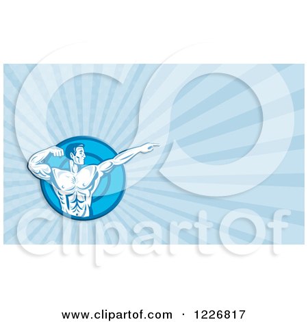 Clipart of a Posing Bodybuilder Background or Business Card Design - Royalty Free Illustration by patrimonio