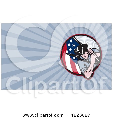 Clipart of a American Patriot Minuteman Background or Business Card Design - Royalty Free Illustration by patrimonio