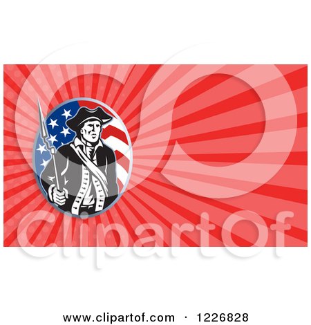 Clipart of a American Patriot with a Bayonet Background or Business Card Design - Royalty Free Illustration by patrimonio