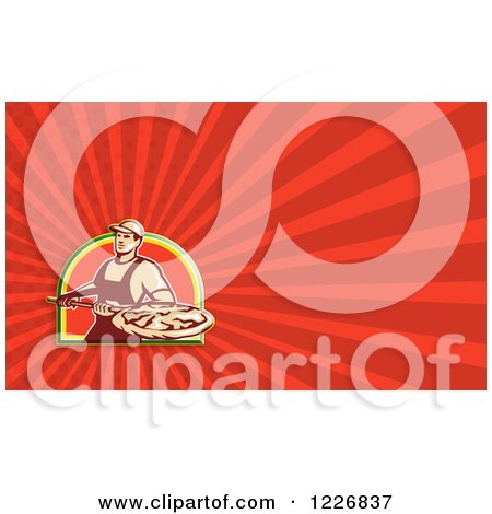 Clipart of a Pizza Chef Background or Business Card Design - Royalty Free Illustration by patrimonio