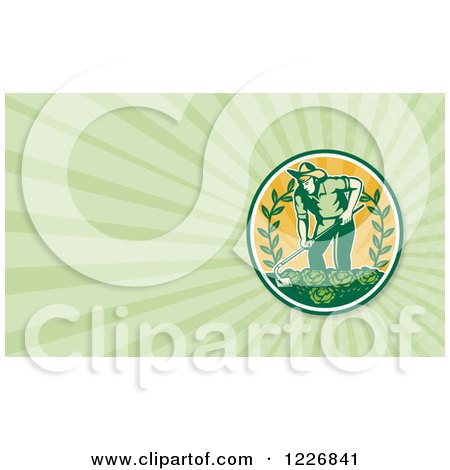 Clipart of a Farmer and Lettuce Background or Business Card Design - Royalty Free Illustration by patrimonio