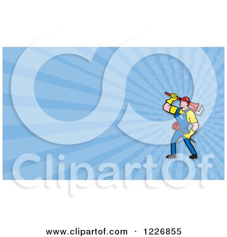 Clipart of a Plumber Background or Business Card Design - Royalty Free Illustration by patrimonio