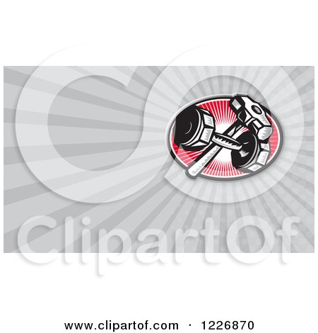 Clipart of a Sledgehammer and Dumbbell Background or Business Card Design - Royalty Free Illustration by patrimonio