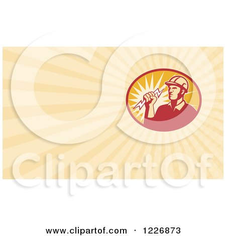 Clipart of a Male Electrician Background or Business Card Design - Royalty Free Illustration by patrimonio