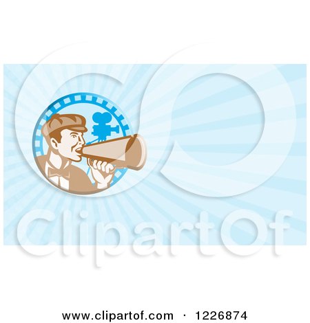 Clipart of a Movie Director Using a Bullhorn Background or Business Card Design - Royalty Free Illustration by patrimonio
