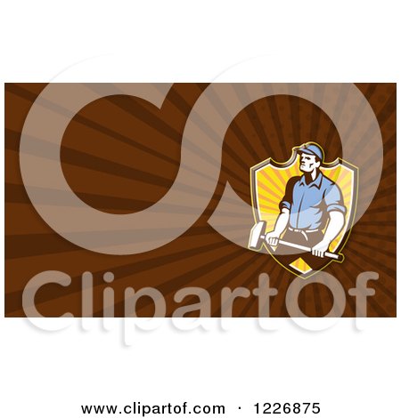 Clipart of a Worker with a Sledgehammer Background or Business Card Design - Royalty Free Illustration by patrimonio
