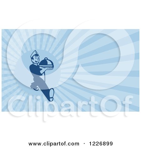 Clipart of a Serving Waiter Background or Business Card Design - Royalty Free Illustration by patrimonio