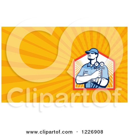 Clipart of a Refrigeration Mechanic Background or Business Card Design - Royalty Free Illustration by patrimonio