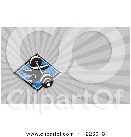 Clipart of a Barbell and Anvil Background or Business Card Design - Royalty Free Illustration by patrimonio