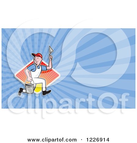 Clipart of a Running Mason Background or Business Card Design - Royalty Free Illustration by patrimonio