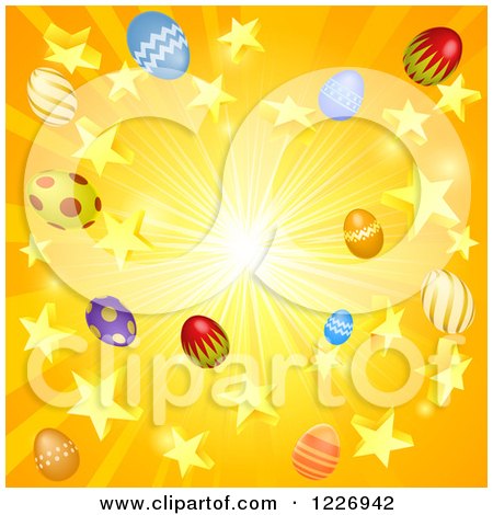 Clipart of a Star and Easter Egg Burst Background - Royalty Free Vector Illustration by AtStockIllustration