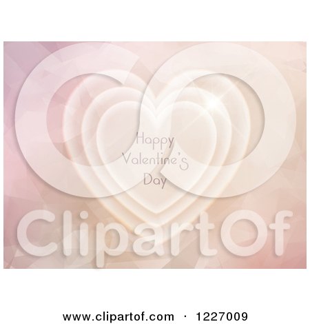 Clipart of a Happy Valentines Day Greeting in Hearts over Abstract - Royalty Free Vector Illustration by KJ Pargeter