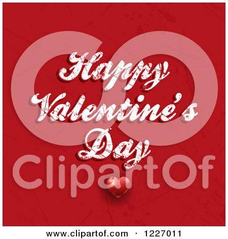 Clipart of a Happy Valentines Day Greeting over Scratched Red with a Heart - Royalty Free Vector Illustration by KJ Pargeter