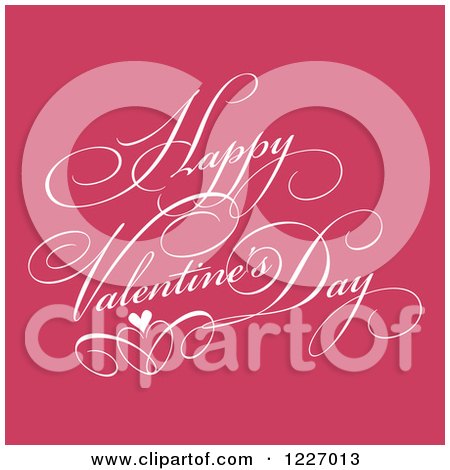 Clipart of a White Happy Valentines Day Greeting over Pink - Royalty Free Vector Illustration by KJ Pargeter