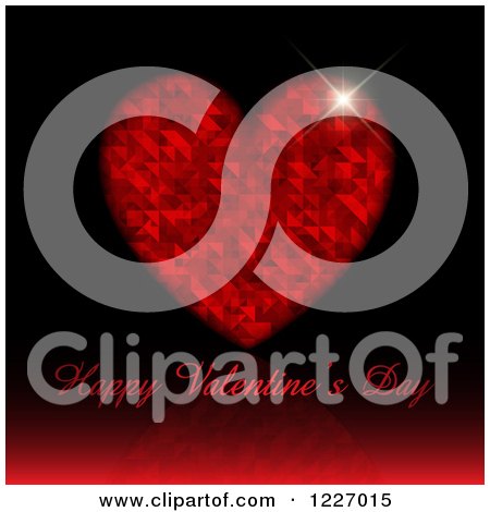 Clipart of a Happy Valentines Day Greeting with a Red Heart on Black - Royalty Free Vector Illustration by KJ Pargeter