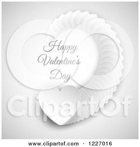 Clipart of a Grayscale Happy Valentines Day Greeting with Hearts - Royalty Free Vector Illustration by KJ Pargeter
