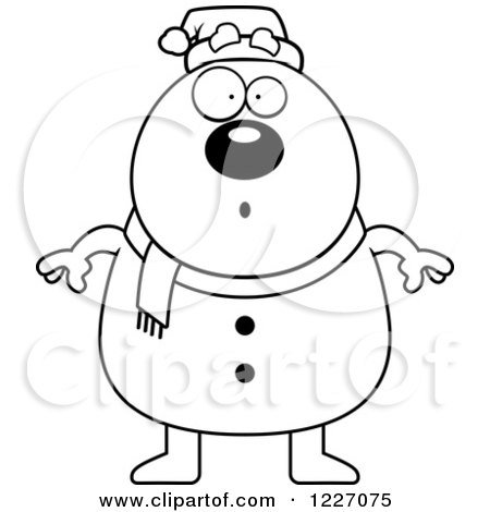 Clipart of a Black and White Surprised Christmas Snowman - Royalty Free Vector Illustration by Cory Thoman