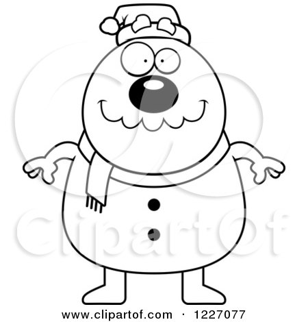 Clipart of a Black and White Happy Christmas Snowman - Royalty Free Vector Illustration by Cory Thoman