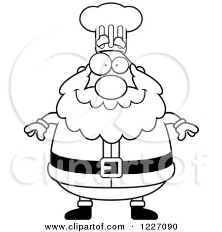 Clipart of a Black and White Happy Chef Santa - Royalty Free Vector Illustration by Cory Thoman