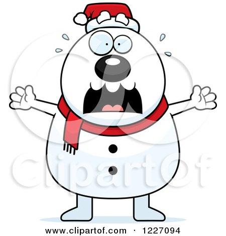 Clipart of a Scared Christmas Snowman Screaming - Royalty Free Vector Illustration by Cory Thoman